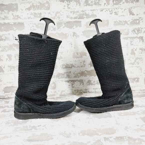 Ugg Australia Classic Cardy Grey Blue Knit Sweater Boots O32 - Picture 7 of 11